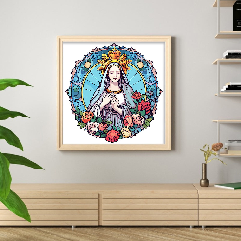 Glass Painting-Madonna - 11CT Stamped Cross Stitch 40*40CM