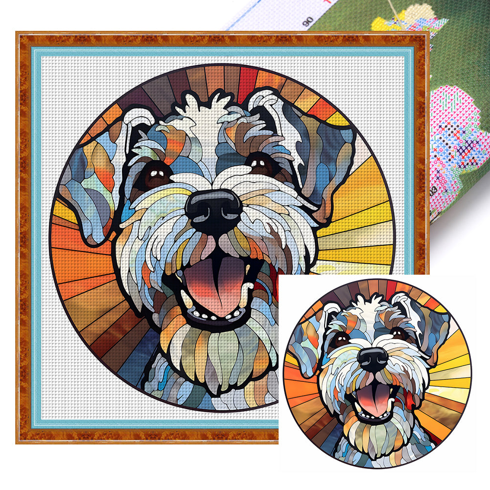 Glass Painting-Yorkshire Terrier - 11CT Stamped Cross Stitch 40*40CM