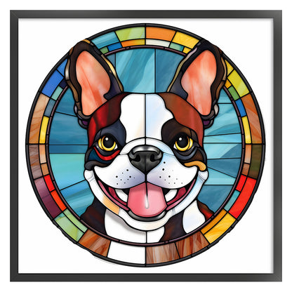 Glass Painting-Bulldog - 11CT Stamped Cross Stitch 40*40CM