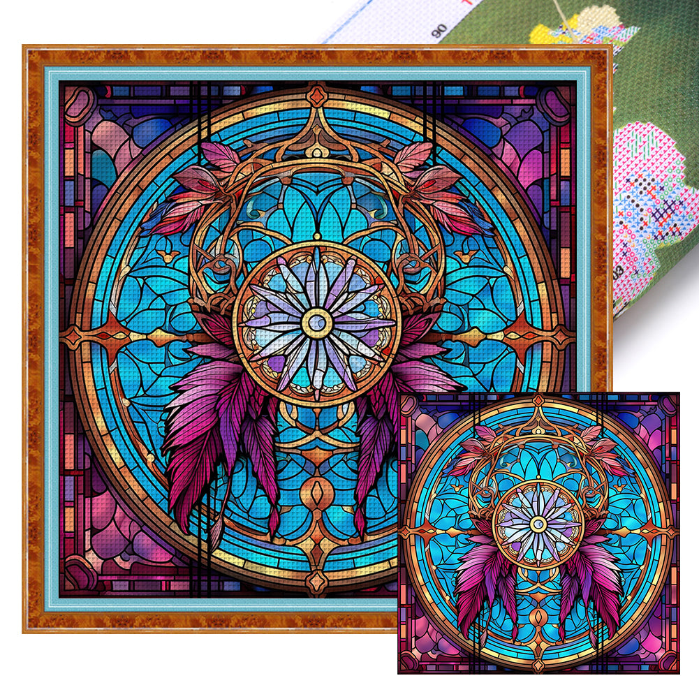 Glass Painting-Dream Catcher - 11CT Stamped Cross Stitch 40*40CM