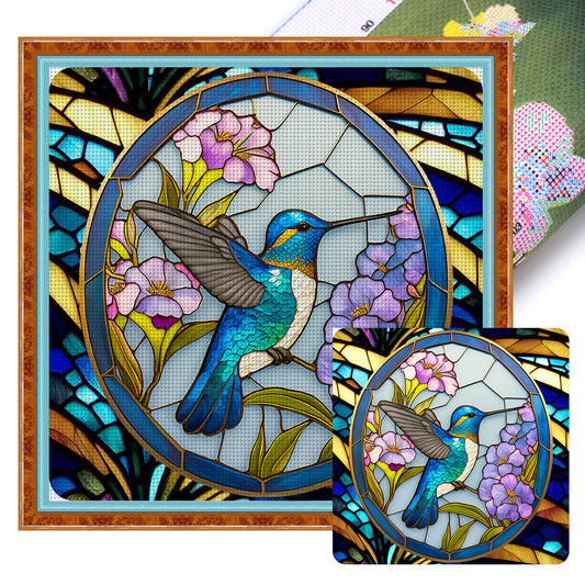 Glass Painting-Hummingbird - 11CT Stamped Cross Stitch 40*40CM