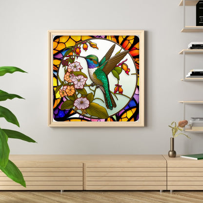 Glass Painting-Hummingbird - 11CT Stamped Cross Stitch 40*40CM