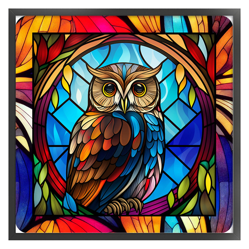 Glass Painting-Owl - 11CT Stamped Cross Stitch 40*40CM