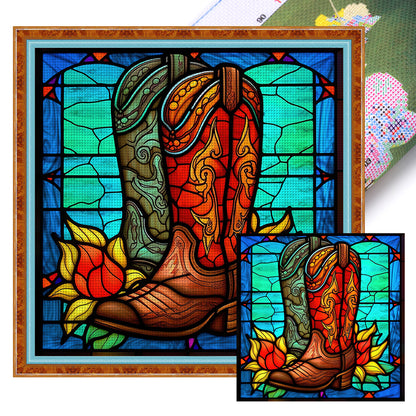 Glass Painting-Boots - 11CT Stamped Cross Stitch 40*40CM