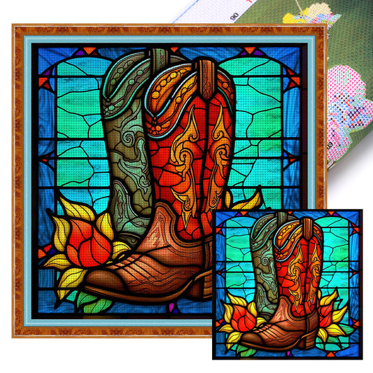 Glass Painting-Boots - 11CT Stamped Cross Stitch 40*40CM