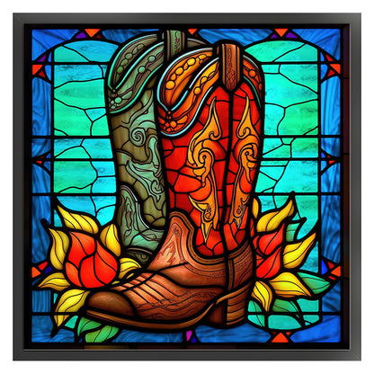 Glass Painting-Boots - 11CT Stamped Cross Stitch 40*40CM