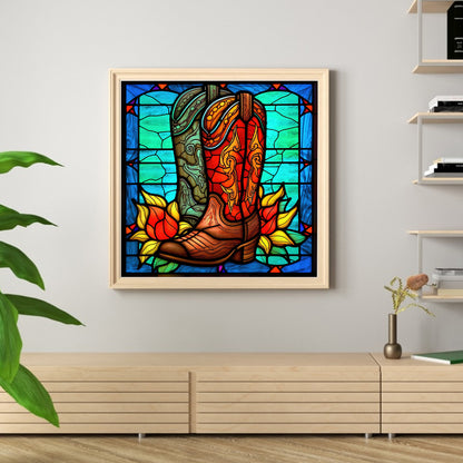 Glass Painting-Boots - 11CT Stamped Cross Stitch 40*40CM