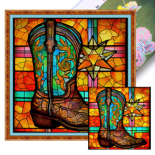 Glass Painting-Boots - 11CT Stamped Cross Stitch 40*40CM