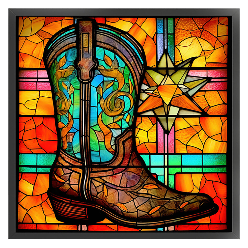 Glass Painting-Boots - 11CT Stamped Cross Stitch 40*40CM