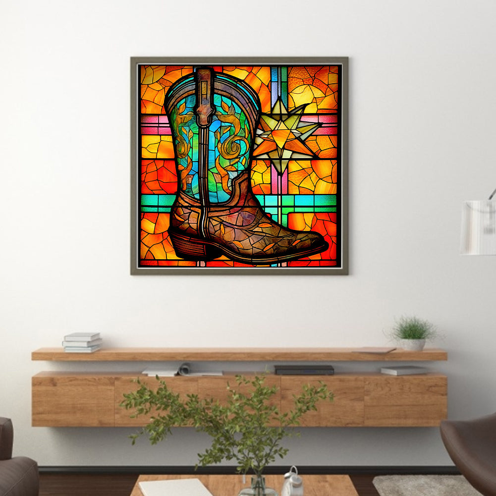 Glass Painting-Boots - 11CT Stamped Cross Stitch 40*40CM