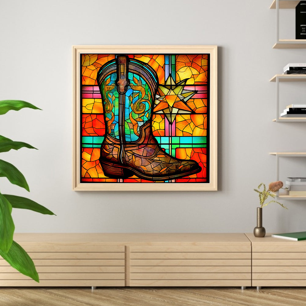 Glass Painting-Boots - 11CT Stamped Cross Stitch 40*40CM