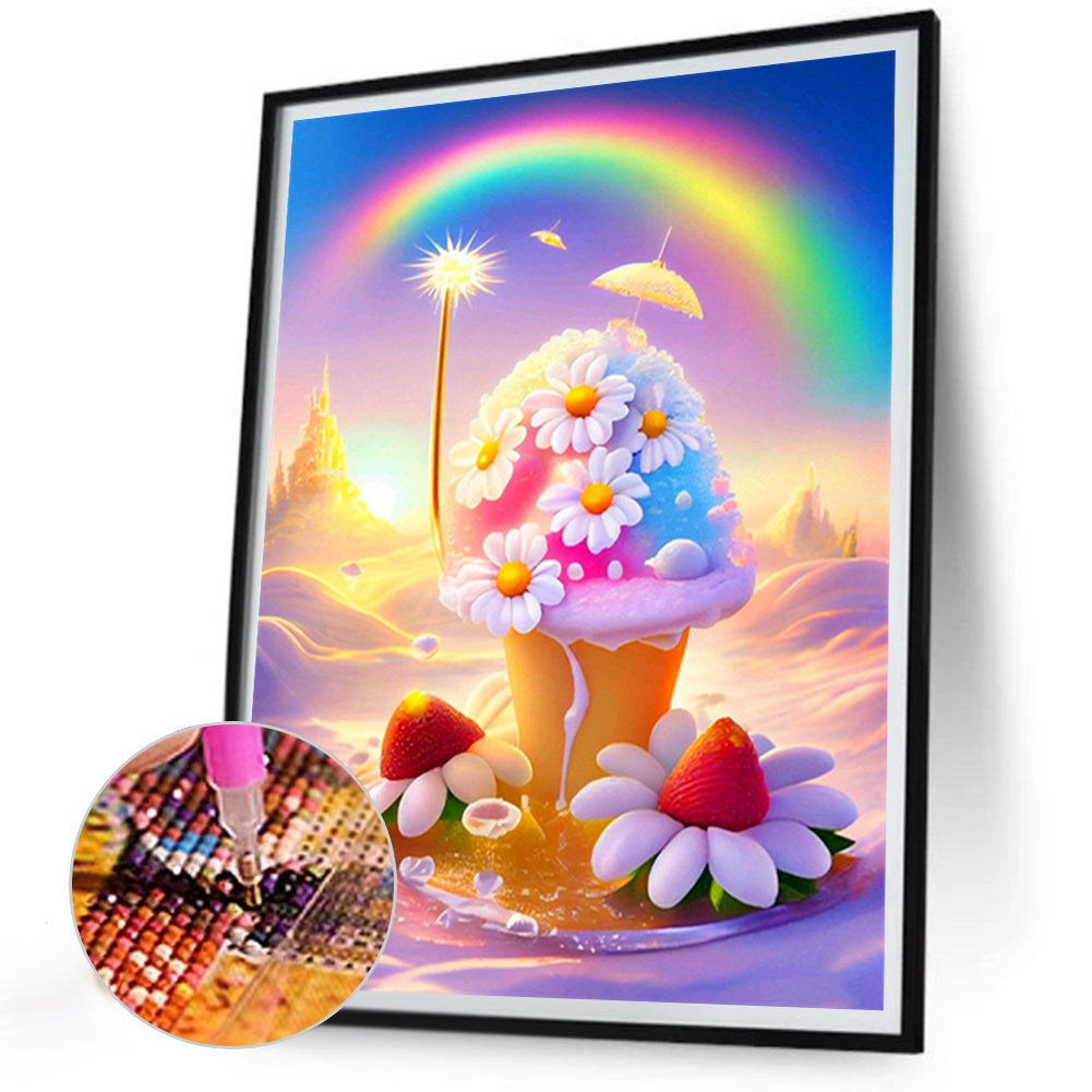 Dreamy Rainbow Ice Cream - Full Round Drill Diamond Painting 30*40CM