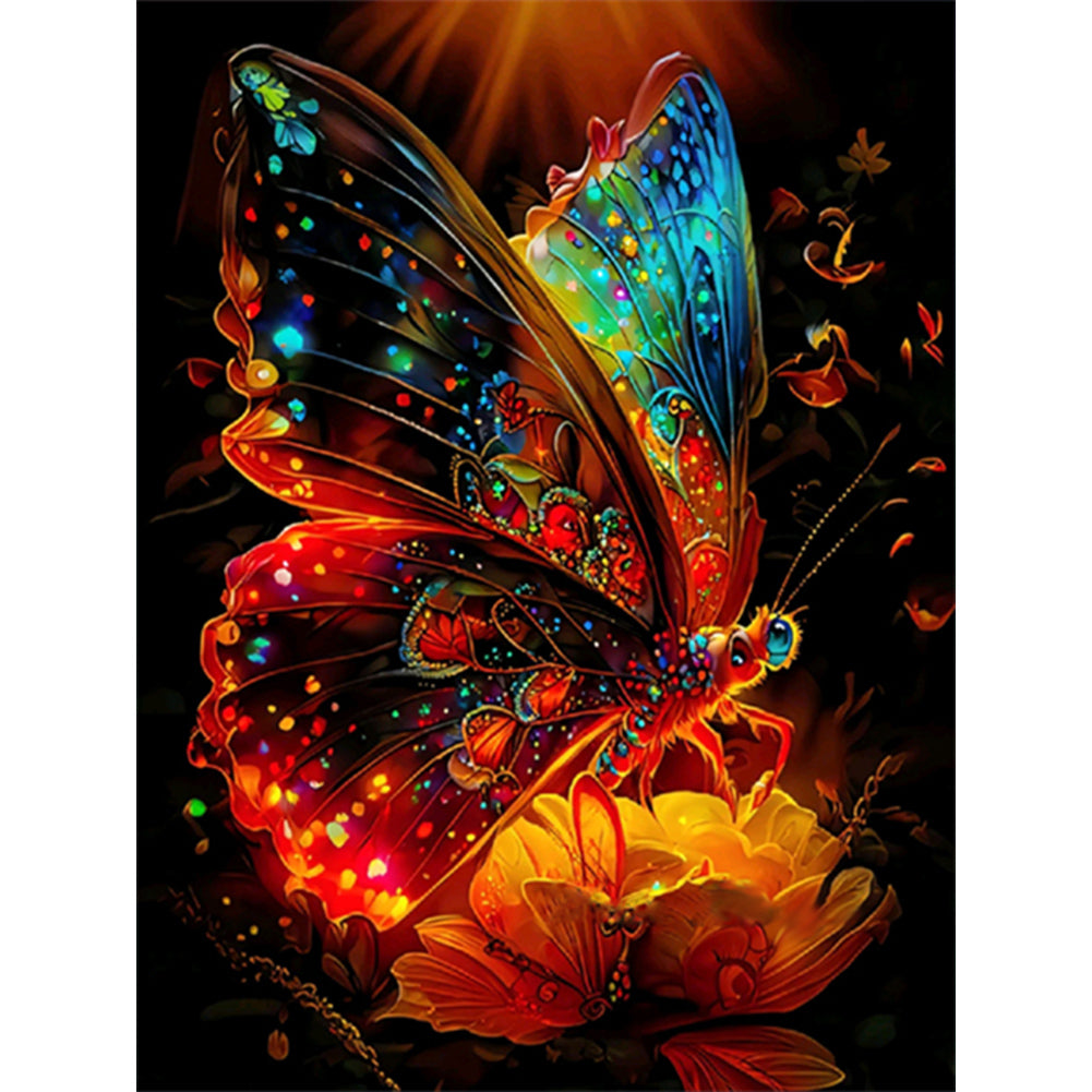 Luminous Butterfly - Full Round Drill Diamond Painting 30*40CM