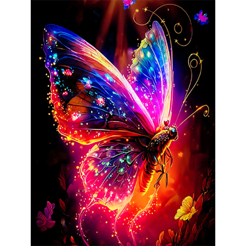 Luminous Butterfly - Full Round Drill Diamond Painting 30*40CM