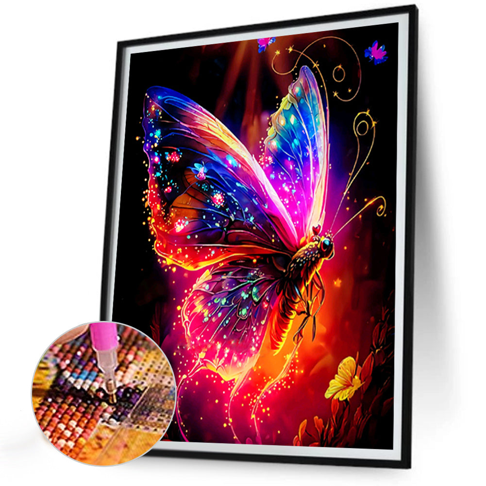 Luminous Butterfly - Full Round Drill Diamond Painting 30*40CM