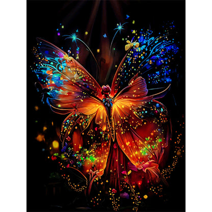 Luminous Butterfly - Full Round Drill Diamond Painting 30*40CM