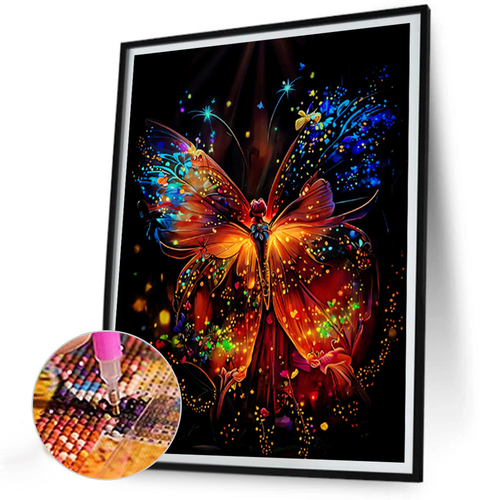 Luminous Butterfly - Full Round Drill Diamond Painting 30*40CM