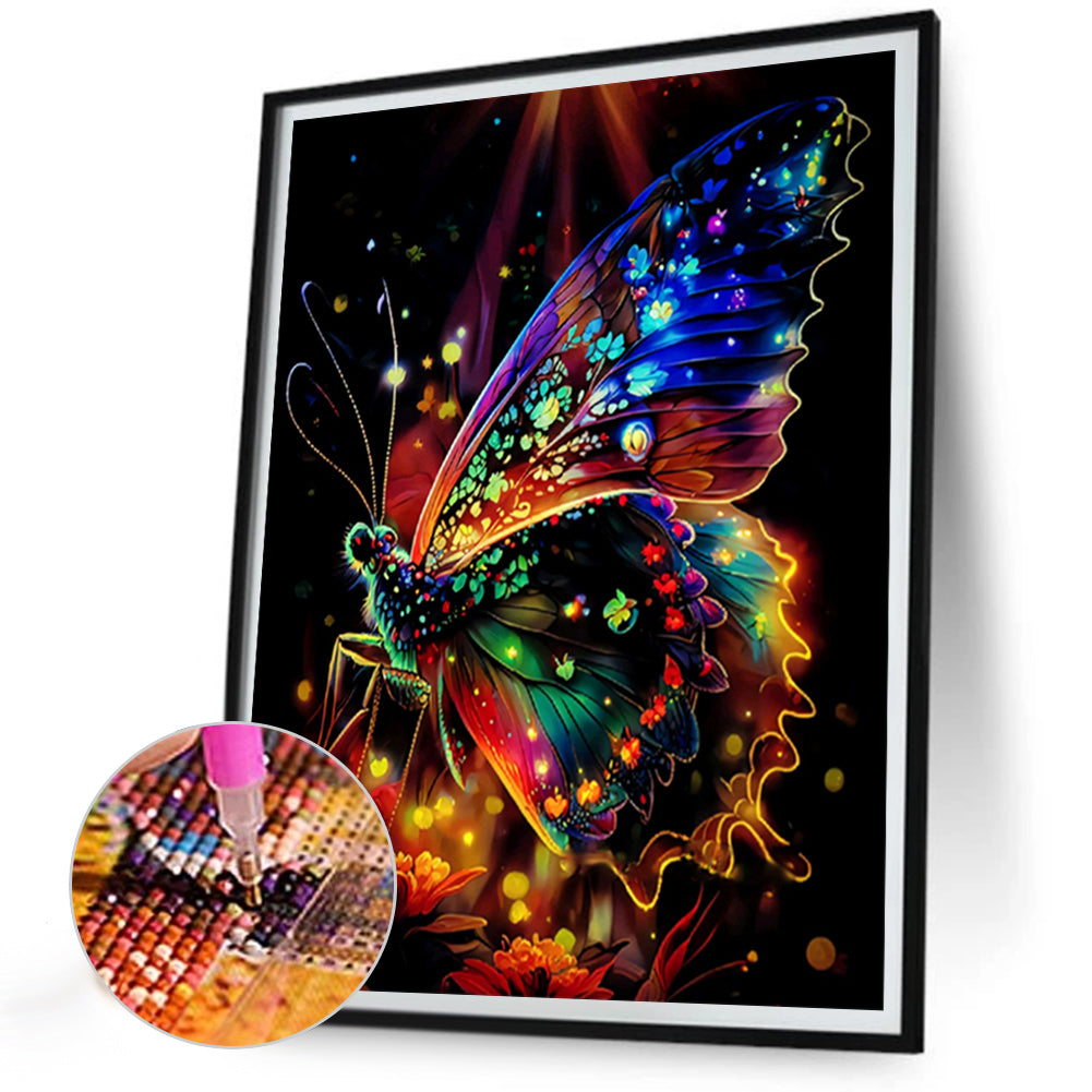 Luminous Butterfly - Full Round Drill Diamond Painting 30*40CM