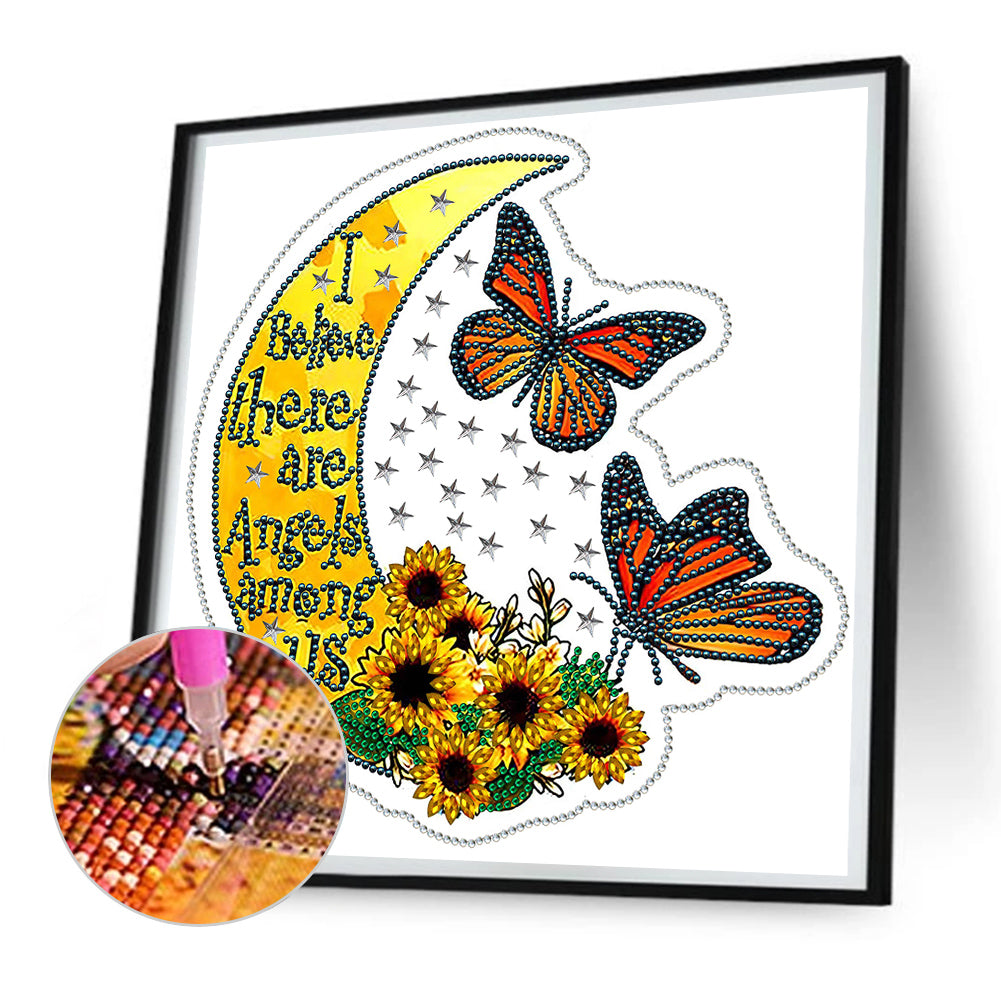 Crescent Butterfly - Special Shaped Drill Diamond Painting 30*30CM