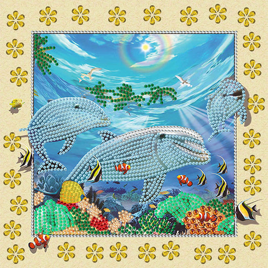 3D Stereoscopic Painting Of Dolphins - Special Shaped Drill Diamond Painting 30*30CM