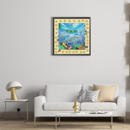 3D Stereoscopic Painting Of Dolphins - Special Shaped Drill Diamond Painting 30*30CM