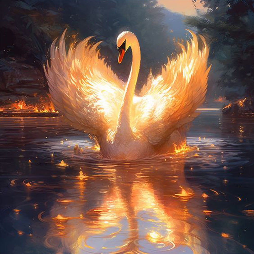 Golden Swan - AB Square Drill Diamond Painting 40*40CM