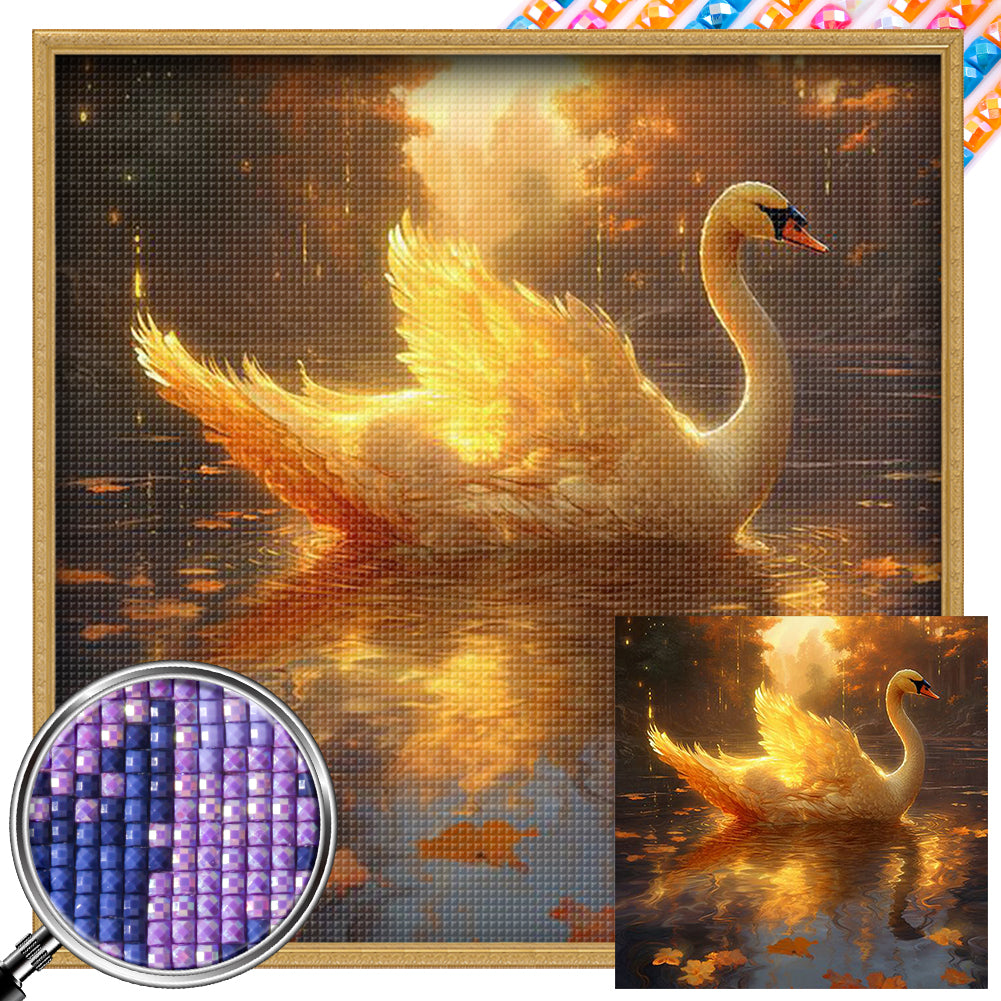 Golden Swan - AB Square Drill Diamond Painting 40*40CM