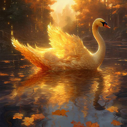 Golden Swan - AB Square Drill Diamond Painting 40*40CM