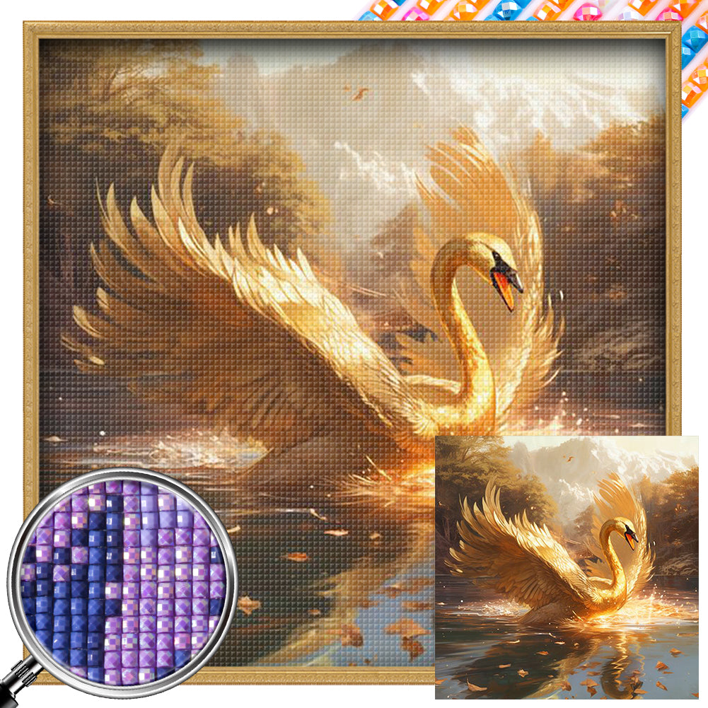 Golden Swan - AB Square Drill Diamond Painting 40*40CM