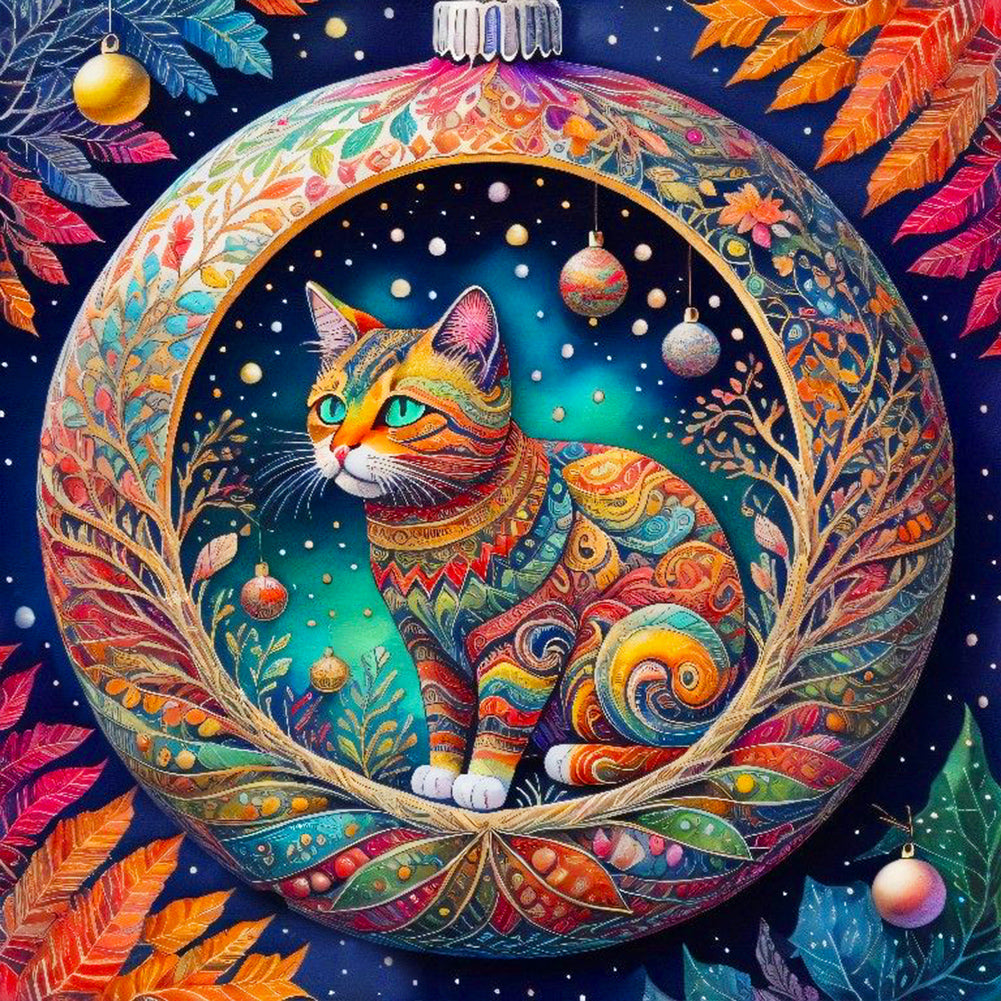 Crystal Light Cat - Full Round Drill Diamond Painting 30*30CM