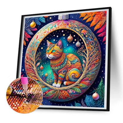 Crystal Light Cat - Full Round Drill Diamond Painting 30*30CM