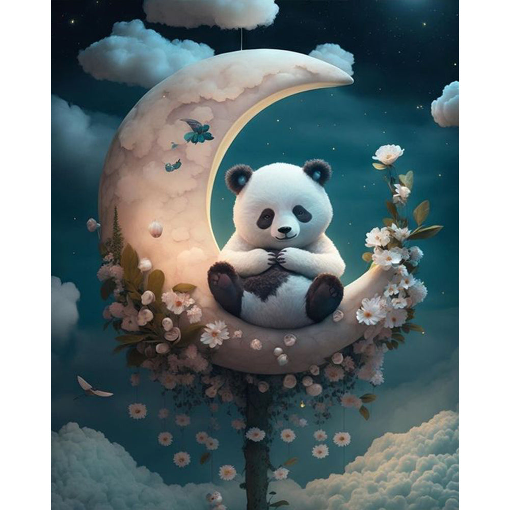 Moon Red Panda - AB Square Drill Diamond Painting 40*50CM