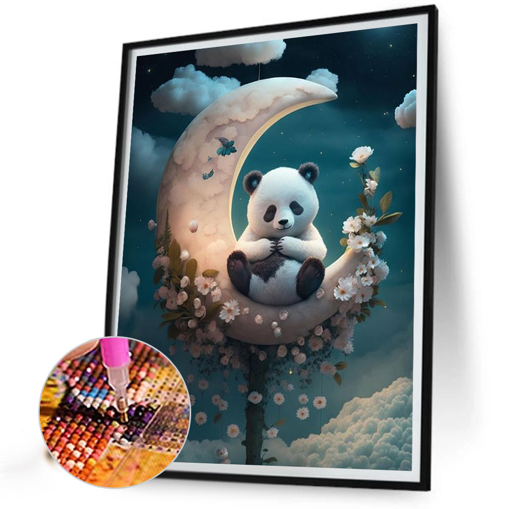 Moon Red Panda - AB Square Drill Diamond Painting 40*50CM