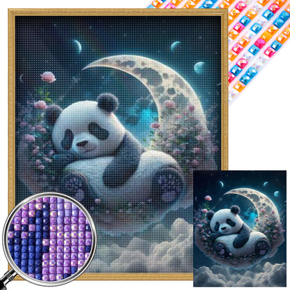 Moon Red Panda - AB Square Drill Diamond Painting 40*50CM