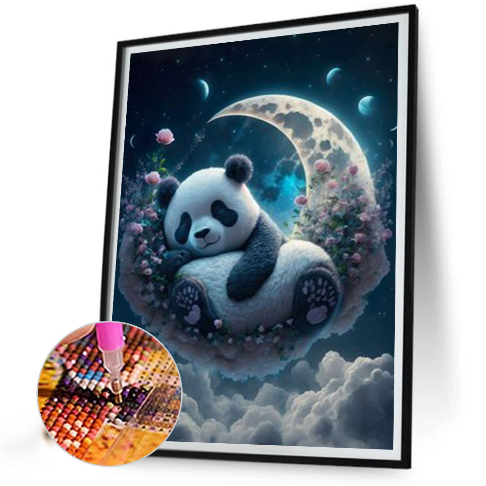 Moon Red Panda - AB Square Drill Diamond Painting 40*50CM