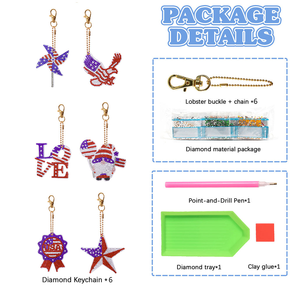 DIY Diamond Art Key Rings Double Sided Special Shaped for Kids Adult Home Party