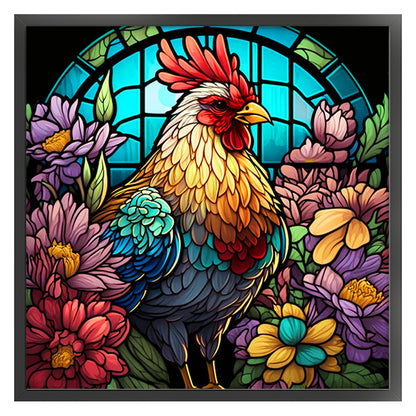 Glass Painting-Chicken - 11CT Stamped Cross Stitch 40*40CM