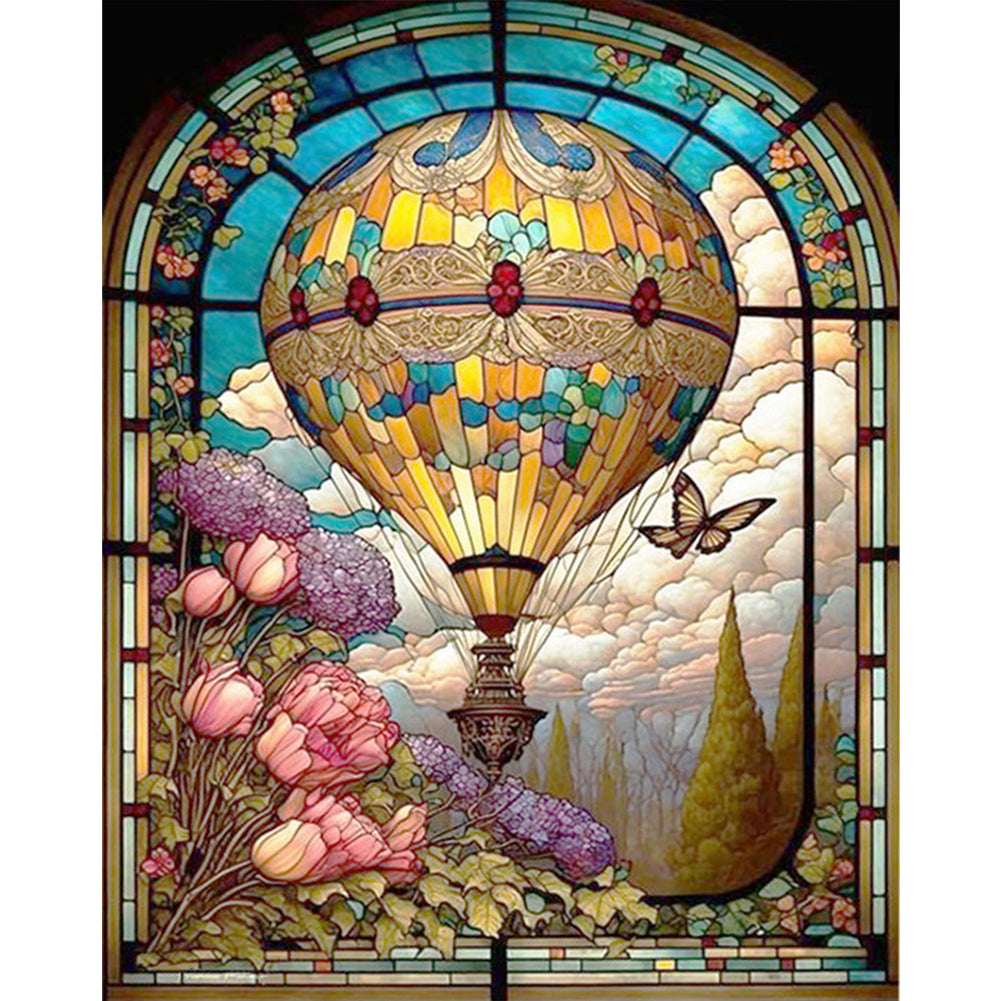 Glass Painting-Hot Air Balloon - 11CT Stamped Cross Stitch 50*62CM