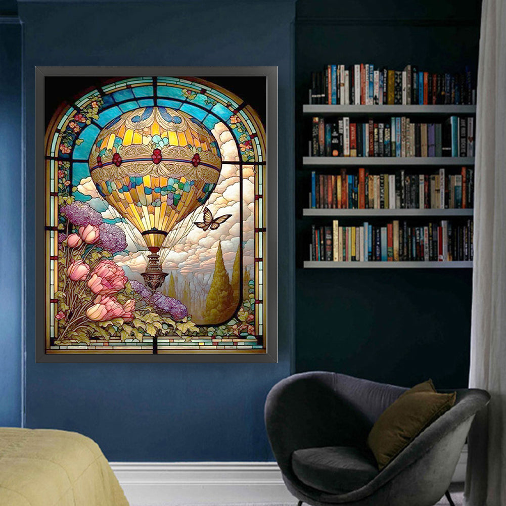 Glass Painting-Hot Air Balloon - 11CT Stamped Cross Stitch 50*62CM