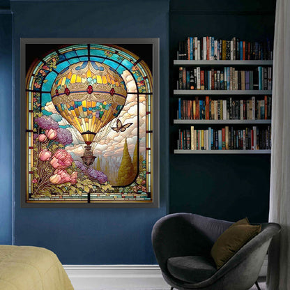 Glass Painting-Hot Air Balloon - 11CT Stamped Cross Stitch 50*62CM