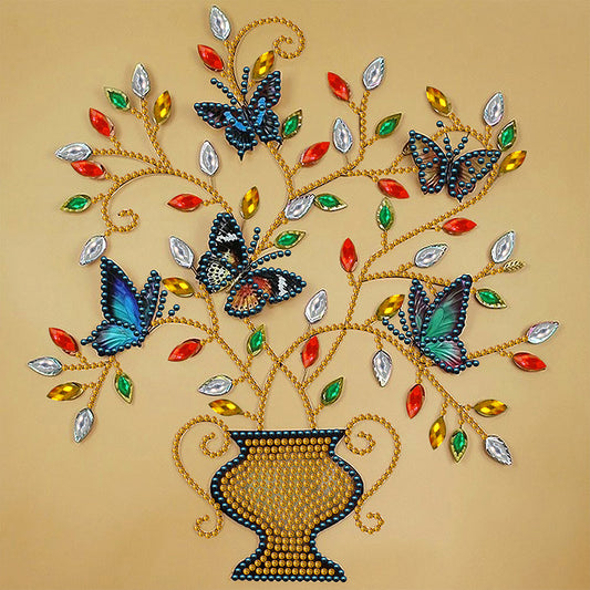 Butterfly Potted Plant - Special Shaped Drill Diamond Painting 30*30CM