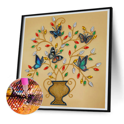 Butterfly Potted Plant - Special Shaped Drill Diamond Painting 30*30CM
