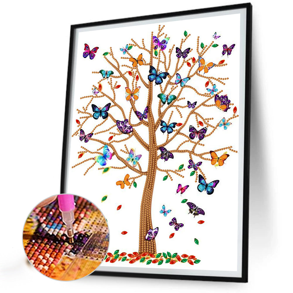 Butterfly Tree - Special Shaped Drill Diamond Painting 30*40CM