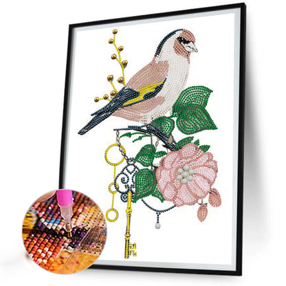 Flower And Key Pendant - Special Shaped Drill Diamond Painting 30*40CM