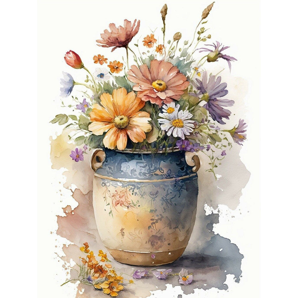 Watercolor Vase - Full Round Drill Diamond Painting 30*40CM