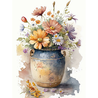 Watercolor Vase - Full Round Drill Diamond Painting 30*40CM