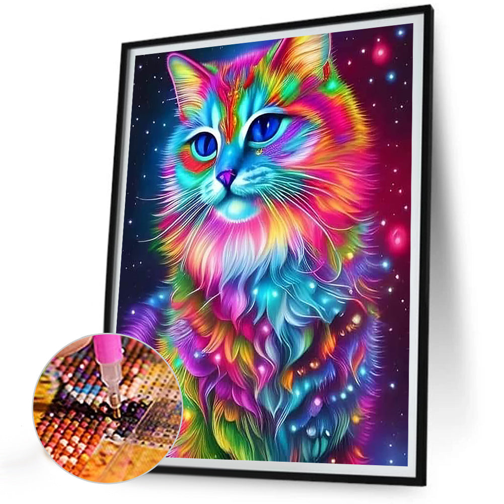 Colorful Cat - Full Round Drill Diamond Painting 30*40CM