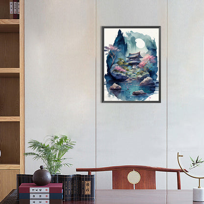 Watercolor Buildings - Full Round Drill Diamond Painting 30*40CM