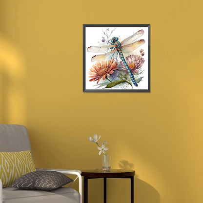 Watercolor Dragonfly - Full Round Drill Diamond Painting 30*30CM
