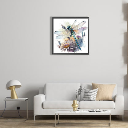 Watercolor Dragonfly - Full Round Drill Diamond Painting 30*30CM